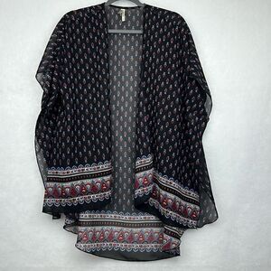 Women’s Paisley Print Boho Chiffon Cover Up/Kimono/Tunic/Cardigan Sz M